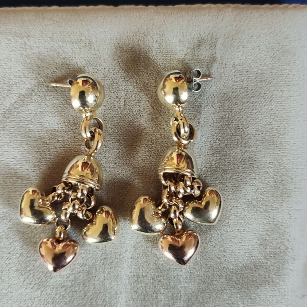 14k VINTAGE 14K YELLOW AND PINK GOLD EARRINGS